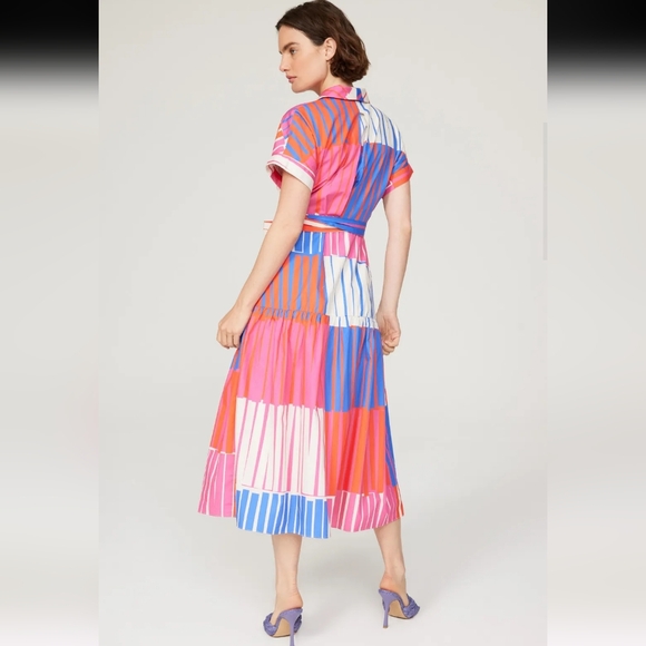 Hutch Rosen Pink Blue Stripe Wrap Dress Size S - Picture 2 of 8